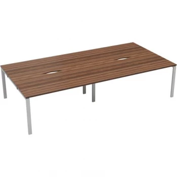 Image of 4 Person Double Bench Desk 1600X800MM Each - White/Dark Walnut