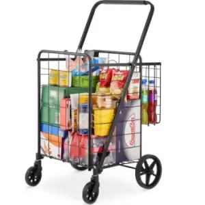 Image of VEVOR Folding Shopping Cart Rolling Grocery Cart with Double Baskets 110 LBS