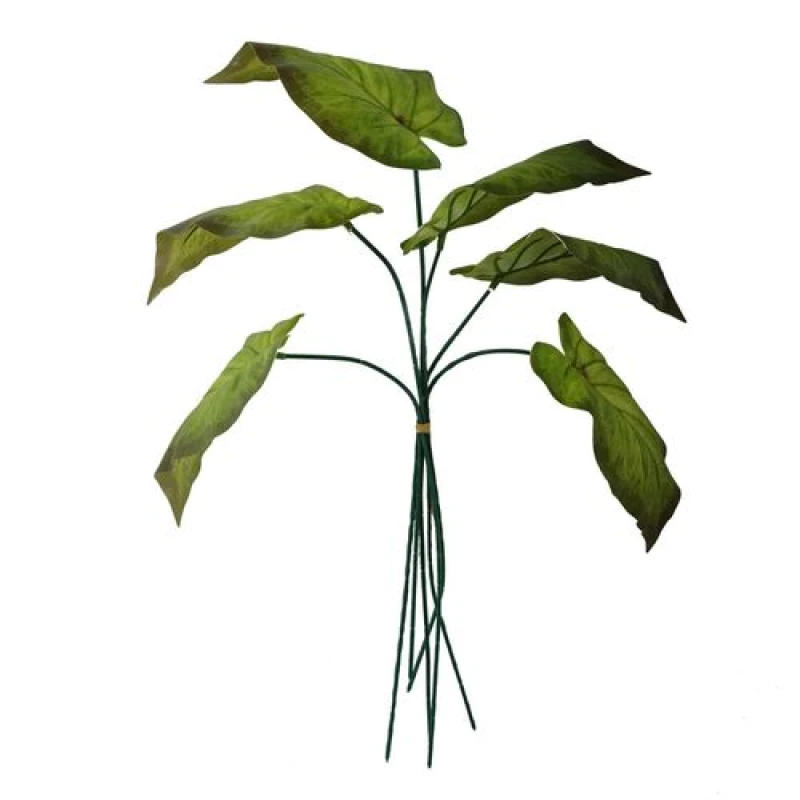 Image of Leaf Pack of 6 x 50cm Artificial Green Plastic Leaf Stem