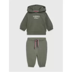 Image of Tommy Hilfiger Baby Graphic Logo Hooded Set - Green