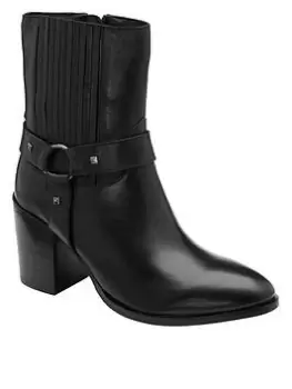 Image of Ravel Ohey Black Leather Western Ankle Boot, Black, Size 7, Women