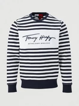 Image of Tommy Hilfiger Cool Signature Stripe Sweatshirt - Navy