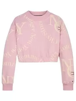 Image of Tommy Hilfiger Girls Timeless Tommy Sweatshirt - Pink, Size Age: 10 Years, Women