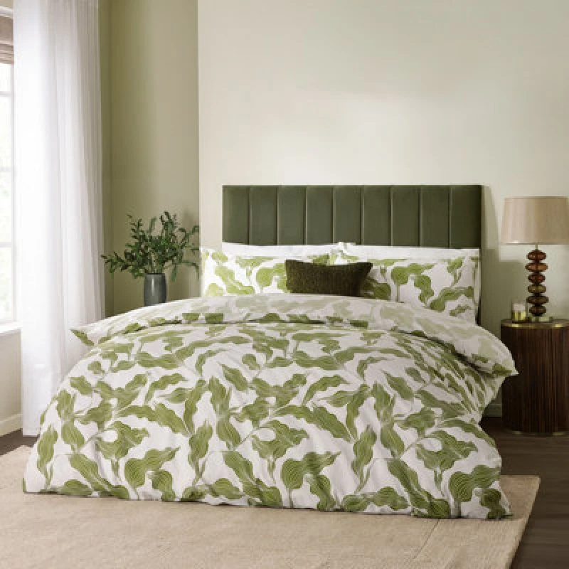 Image of HOEM Hoem Lauro Printed Reversible Duvet Cover Set, Double, Green