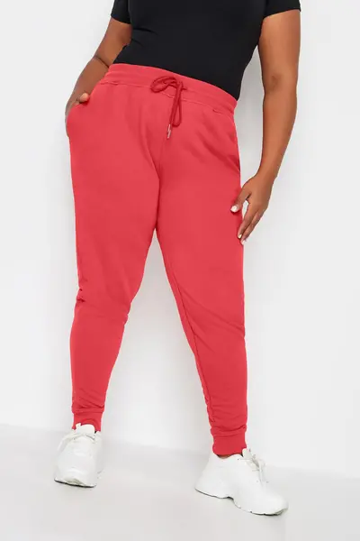 Image of Yours Elasticated Stretch Joggers Red