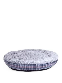 Image of Petface Dove Grey Check Donut Bed - X Large