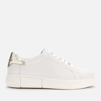 Image of Kate Spade New York Womens Lift Leather Cupsole Trainers - Optic White/Pale Gold - UK 7