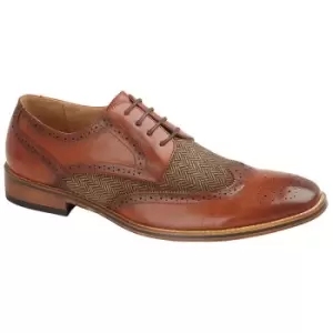 Image of Goor Mens 4 Eye Leather Lined Brogue Gibson Shoe (8 UK) (Tan)