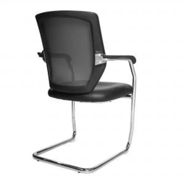 Image of Nexus Nautilus Designs Nexus Designer Medium Back Two Tone Mesh Visitor Chair Sculptured Lumbar/Spine Support & Fixed Arms Black Vinyl - BCM/K512V