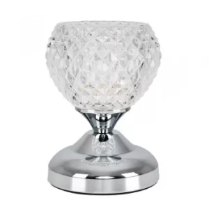 Image of Mini Chrome Touch Table Lamp With Cut Glass Shade
