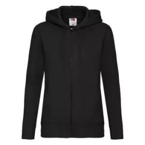 Image of Fruit Of The Loom Ladies Lady-Fit Hooded Sweatshirt Jacket (M) (Black)