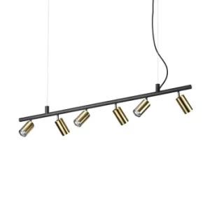 Image of Dynamite Indoor Spotlight Ceiling Pendant Lamp 6 Lights Brass Satin, GU10