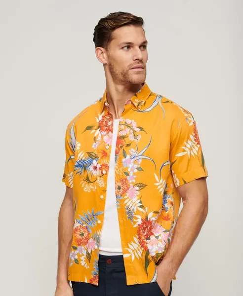 Image of Superdry Hawaiian Short Sleeved Shirt Anemone Yellow M