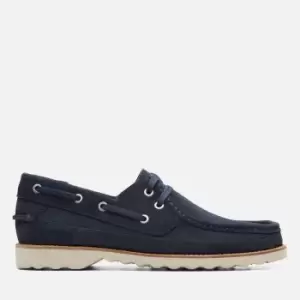 Image of Clarks Mens Durleigh Sail Suede Boat Shoes - Navy - UK 10