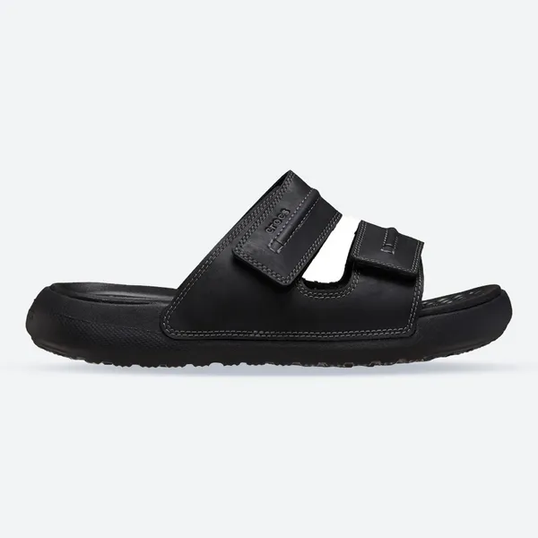Image of Crocs Mens Yukon Vista II Leather Sliders Sandals UK Size 12 (EU 48-49) Black CRC488-BLACK-12