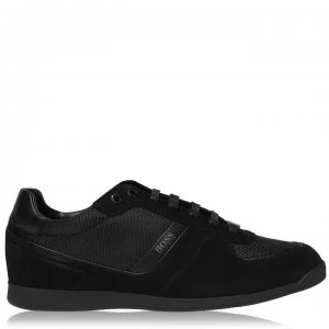 Image of Hugo Boss Glaze Nylon Suede Trainers Black Suede 001 Men