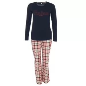 Image of Barbour Womens Phoebe PJ Set Red/Pink Tartan Small