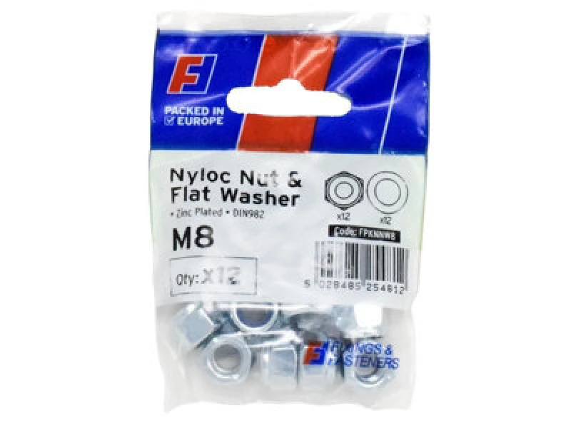Image of Forgefix Fpknnw8 Nyloc Nut & Washer M8 Forgepack 12 Forfpknnw8