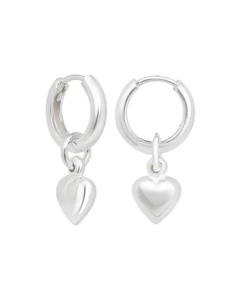 Image of Simply Silver by Jon Richard Simply Silver Puff Heart Hoop Earrings Silver Female KX64201