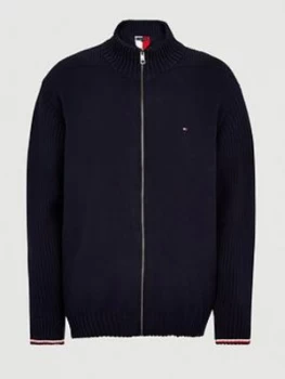 Image of Tommy Hilfiger Big & Tall Bold Structure Zip Thru Knit - Navy