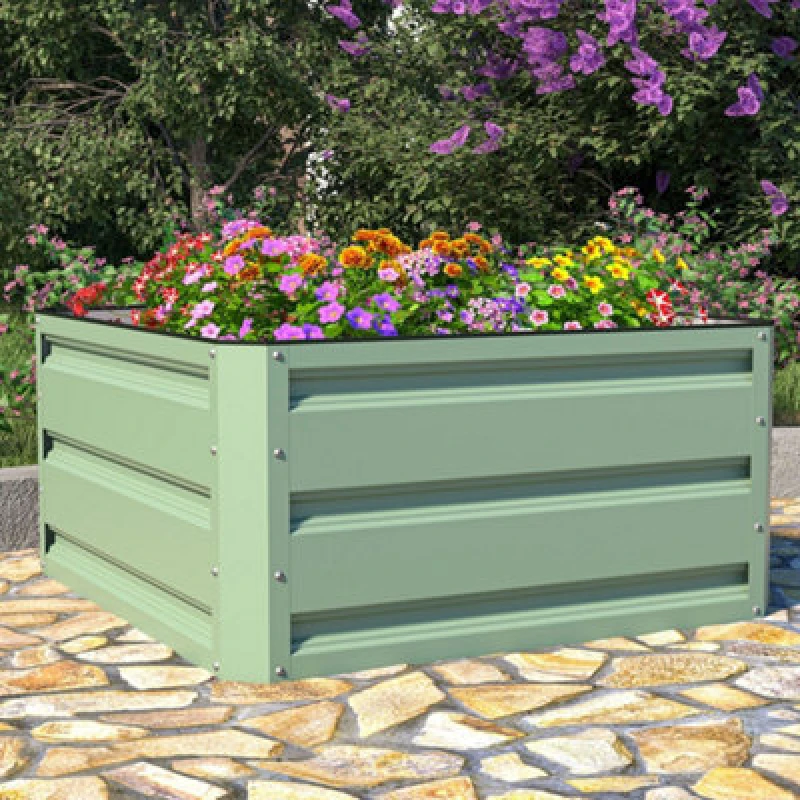 Image of Garden Gear Raised Metal Planters In Sage Green (2X Planters 60X60Cm)
