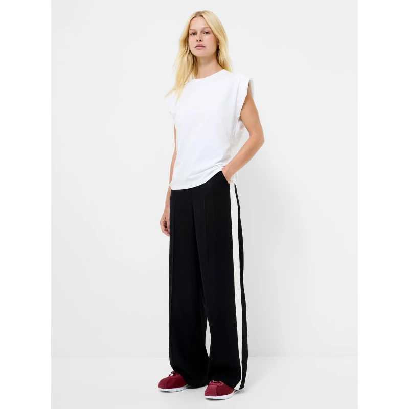 Image of French Connection Womens Bella High Rise Relaxed Fit Wide Leg Trousers Black/Cream female 8 (XS)