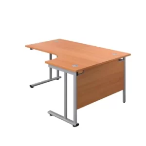 Image of 1600 X 1200 Twin Upright Right Hand Radial Desk Beech-Silver