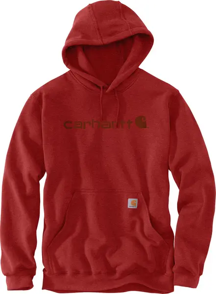 Image of Carhartt Signature Logo Midweight Hoodie, red, Size 2XL