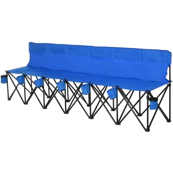 Image of Outsunny - Folding Bench 6 Seat Camping Picnic Portable Steel Blue Outdoor Garden