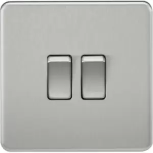 Image of MLA Knightsbridge 10AX 2 Gang 2-Way Switch Brushed Chrome - SF3000BC