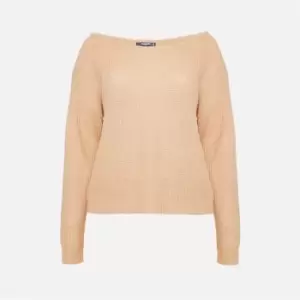 Image of Missguided Plus Size Off Shoulder Jumper - Beige