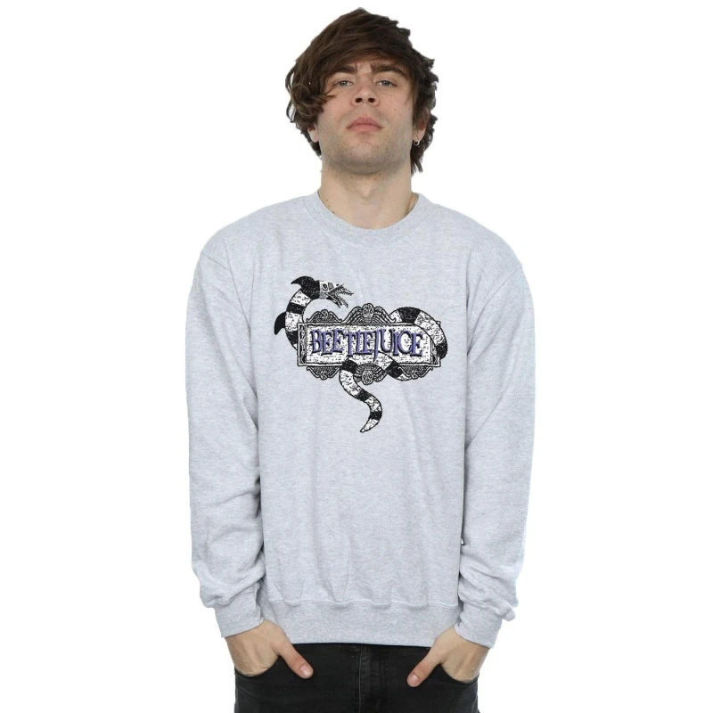 Image of Beetlejuice Beetlejuice Men Sandworm Logo Sweatshirt in Grey Size: Small Grey S Male 5057245902779