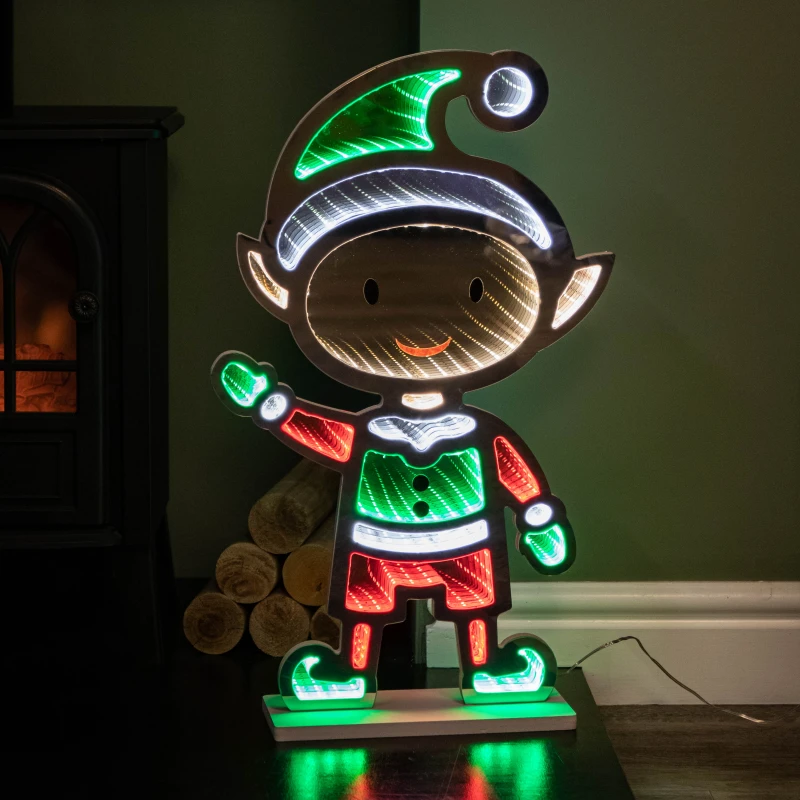Image of 60cm Light up Standing Elf Infinity Christmas Decoration with Multi-Coloured LEDs