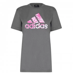 Image of adidas Zebra Logo T Shirt Womens - Grey/White