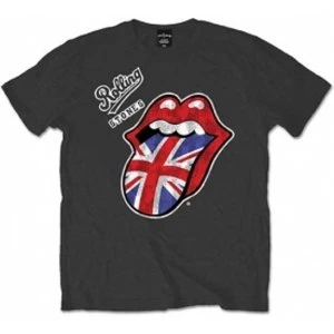 Image of Rolling Stones British Tongue Charcoal Mens T Shirt: XL