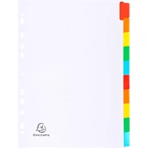 Image of Exacompta Dividers A4 160g, 10 Part, White/Coloured Tabs, Plain, Pack of 20