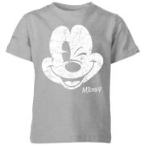 Image of Disney Worn Face Kids T-Shirt - Grey - 7-8 Years