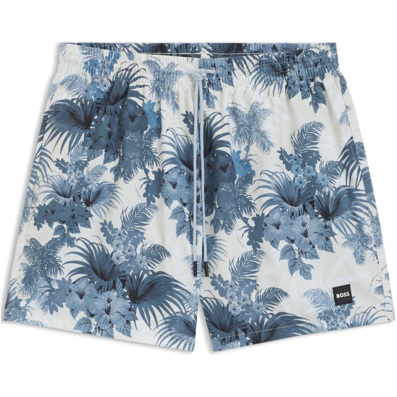 Image of Boss Mens Piranha Breathable Mesh Lining Swim Shorts Open Blue 483 male S