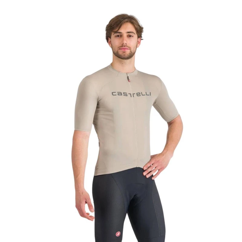 Image of Castelli Prologo Lite Short Sleeve Beige Grey Jersey, Size L