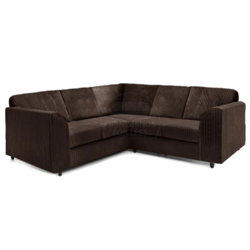 Image of Furnishings For Less UK Ferguson Chocolate 5 Seater Fabric Corner Sofa L Shaped Jumbo Cord - Full Back