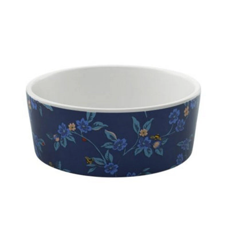 Image of Cath Kidston Flora Fauna Greenwich Flowers Ceramic Pet Bowl Small