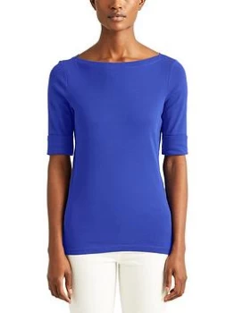 Image of Lauren by Ralph Lauren Judy-Elbow Sleeve-Knit - Sapphire Star, Blue, Size S, Women