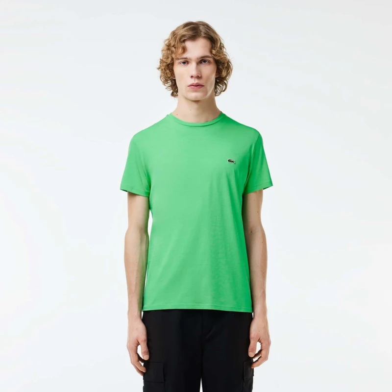 Image of Lacoste Monochrome Cotton Pima Jersey Crewneck Sweatshirt - Green Green XS