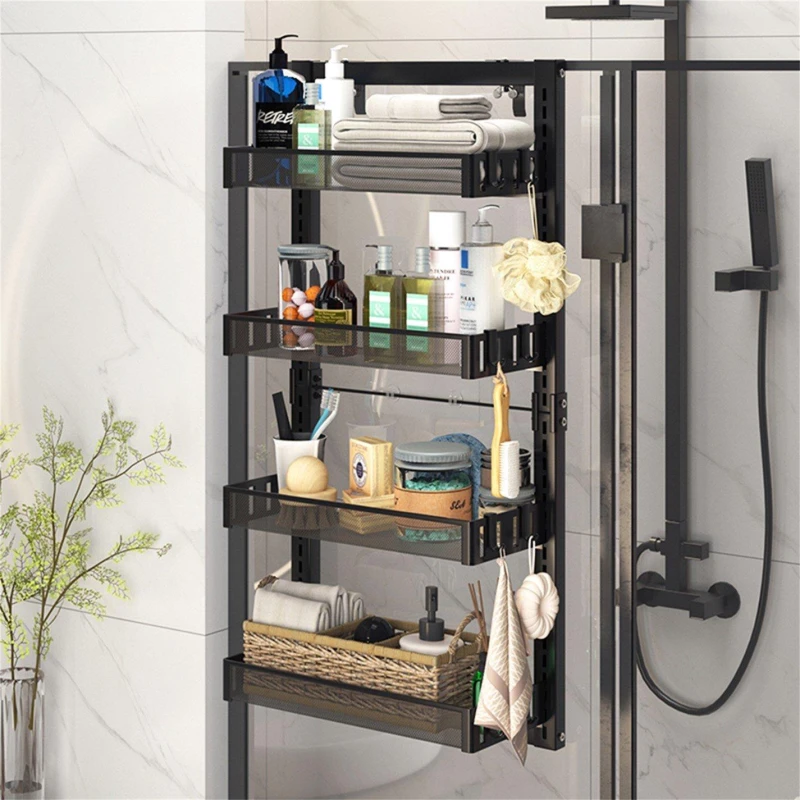 Image of LIFE IDEAS 4 Tier Over-the-Door Adjustable Shower Caddy Black unisex One size