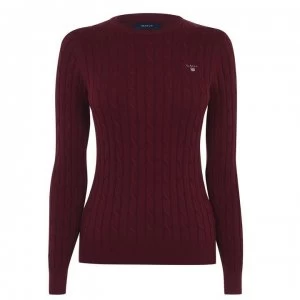 Image of Gant Cotton crew neck cable jumper - Red 605