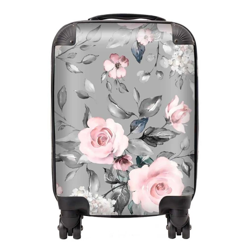 Image of Warren Reed - Designer Dusty Pink Roses Suitcase Size: Cabin Pink Unisex Cabin