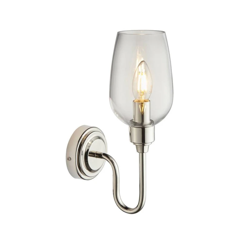 Image of Netlighting Livorno Wall Lamp Bright Nickel Plate Clear Glass in Silver Silver Unisex