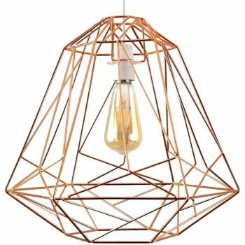 Image of Minisun - Geometric Metal Basket Cage Ceiling Pendant Light Shade - Copper