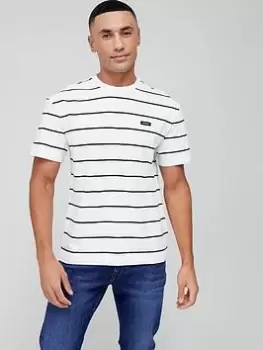 Image of Calvin Klein Cotton Comfort Stripe T-Shirt, White/Black Size M Men