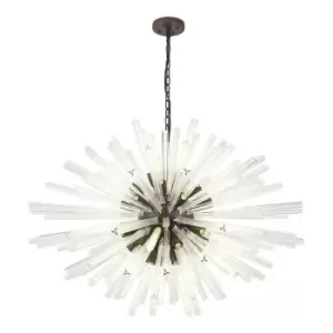 Image of Luminosa 32 Light E27, Oval Pendant Brown Oxide , Clear Glass